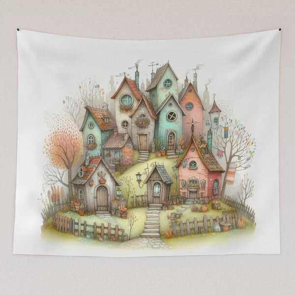 Item preview, Charming Village on a Tranquil Day designed and sold by Beyondnote-Art.