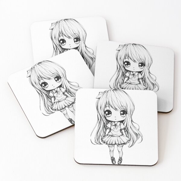 Item preview, Chibi Anime Girl with Skirt Hand Drawn designed and sold by InkDreamMotion.
