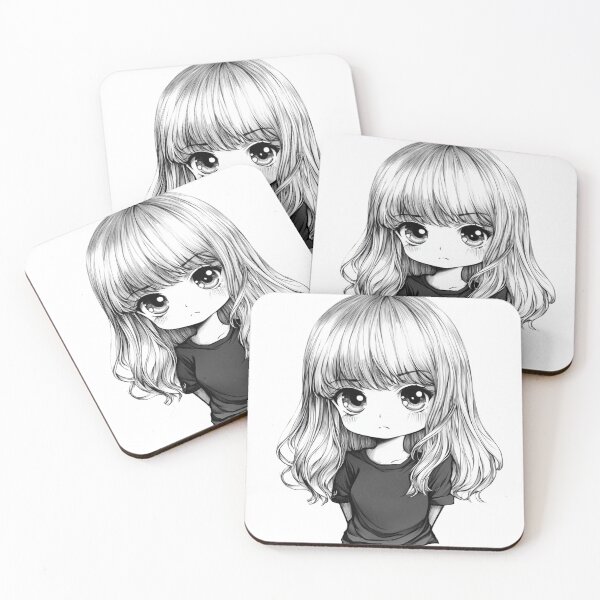 Item preview, Shy Chibi Anime Girl Hand Drawn designed and sold by InkDreamMotion.