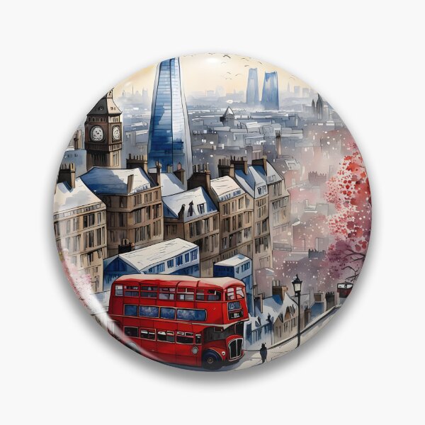 Item preview, Watercolour style London scene, iconic view of London skyline London Eye Big Ben The Shard designed and sold by Coolparrotgirl.