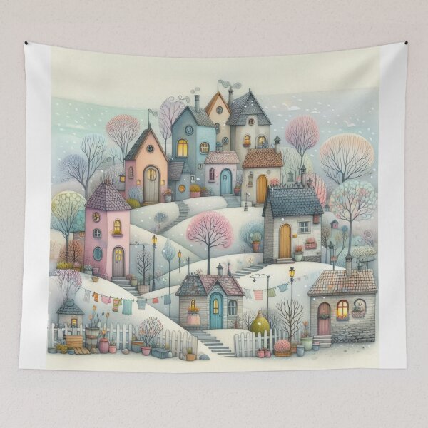 Item preview, Charming Village on a Tranquil Day designed and sold by Beyondnote-Art.