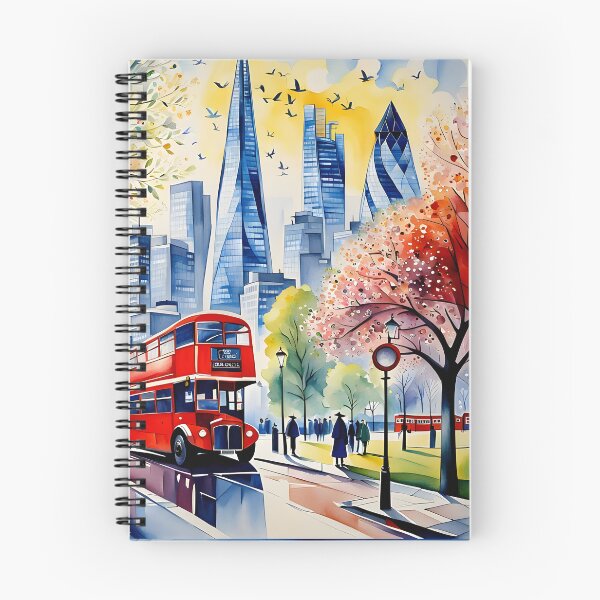 Item preview, Watercolour style London scene, iconic view of London skyline London Eye Big Ben The Shard designed and sold by Coolparrotgirl.