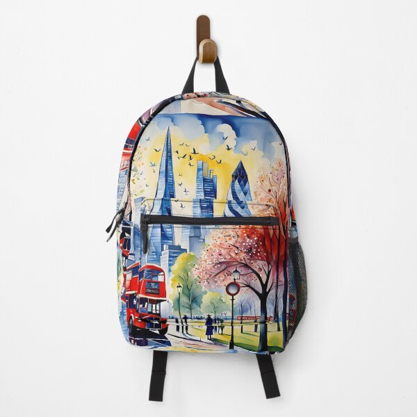 Item preview, Watercolour style London scene, iconic view of London skyline London Eye Big Ben The Shard designed and sold by Coolparrotgirl.