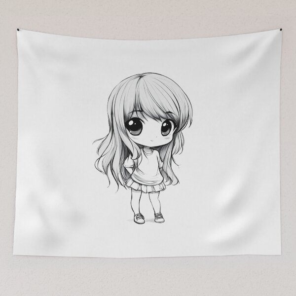 Item preview, Adorable Chibi Anime Girl Hand Drawn designed and sold by InkDreamMotion.