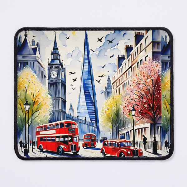 Item preview, Watercolour style London scene, iconic view of London skyline London Eye Big Ben The Shard designed and sold by Coolparrotgirl.