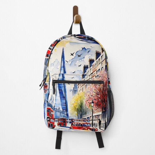 Item preview, Watercolour style London scene, iconic view of London skyline London Eye Big Ben The Shard designed and sold by Coolparrotgirl.