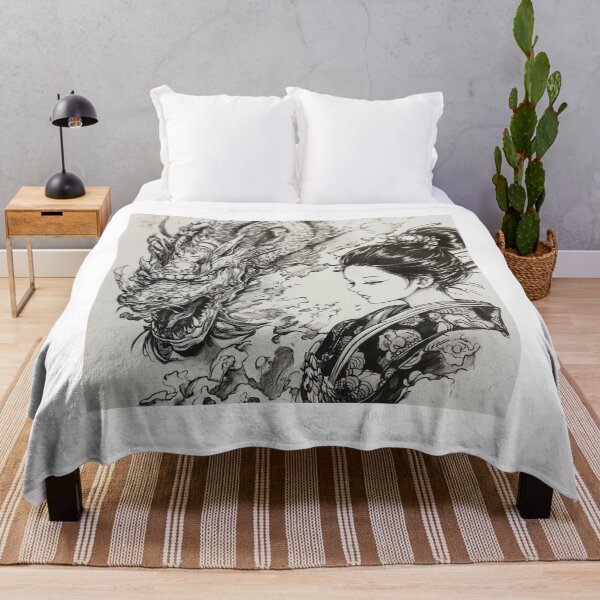 Item preview, Japanese Mythological Dragon and Woman designed and sold by InkDreamMotion.