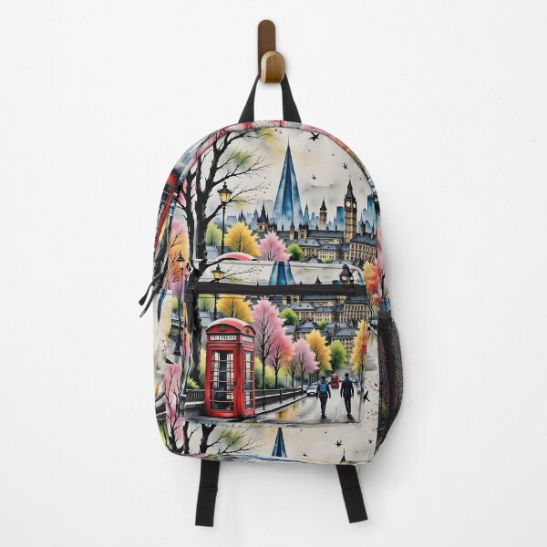 Item preview, Watercolour style London scene, iconic view of London skyline London Eye Big Ben The Shard designed and sold by Coolparrotgirl.