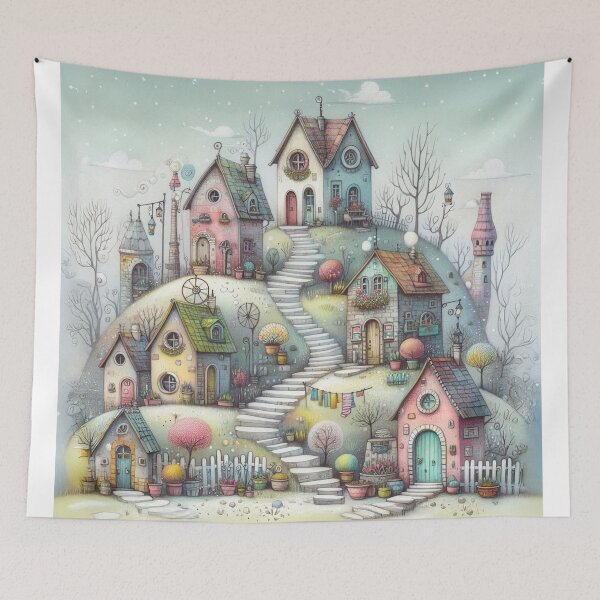 Item preview, Charming Village on a Tranquil Day designed and sold by Beyondnote-Art.