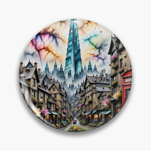 Item preview, Watercolour style London scene, iconic view of London skyline London Eye Big Ben The Shard designed and sold by Coolparrotgirl.
