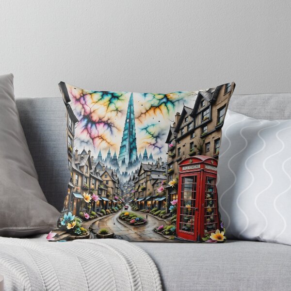 Item preview, Watercolour style London scene, iconic view of London skyline London Eye Big Ben The Shard designed and sold by Coolparrotgirl.