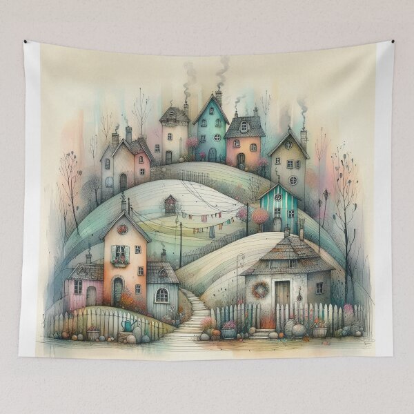 Item preview, Charming Village on a Tranquil Day designed and sold by Beyondnote-Art.