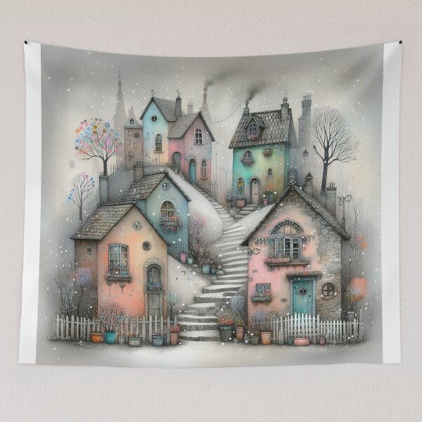 Item preview, Charming Village on a Tranquil Day designed and sold by Beyondnote-Art.