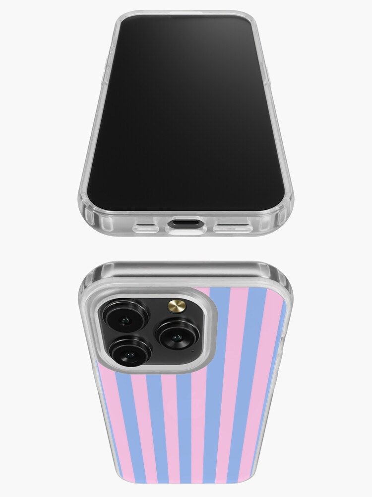 Pink and Cornflower Blue Stripes iPhone Case
