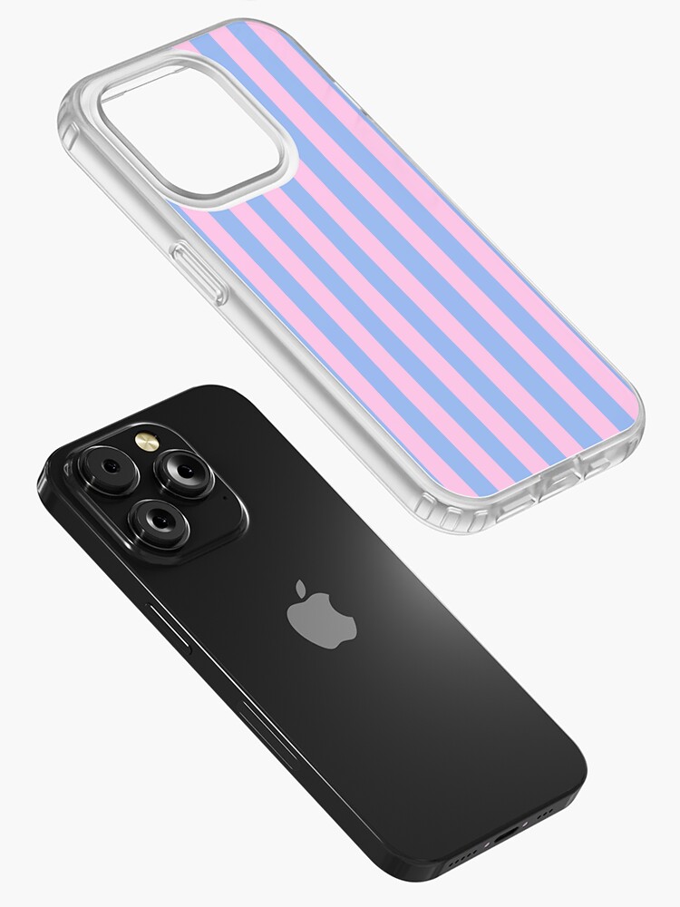 Pink and Cornflower Blue Stripes iPhone Case