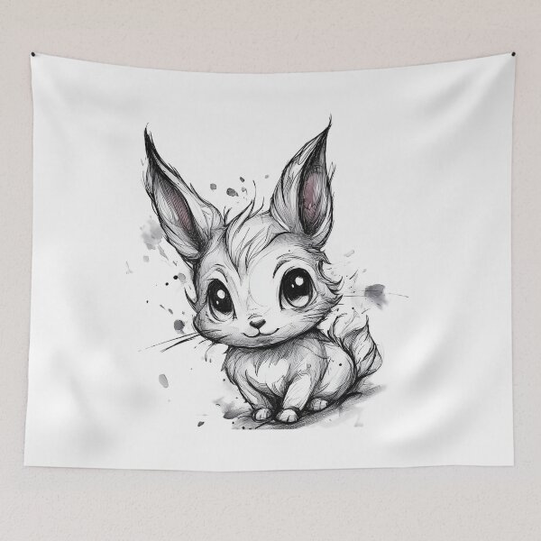 Item preview, Cute White Bunny Ink Style designed and sold by InkDreamMotion.