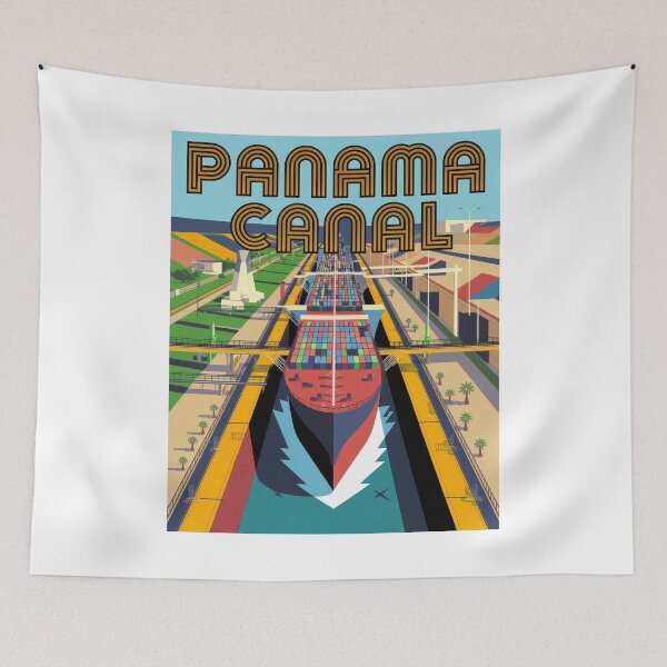 Item preview, Panama Canal Retro Vintage Travel Poster - Maritime Shipping Design Retro designed and sold by pod24.