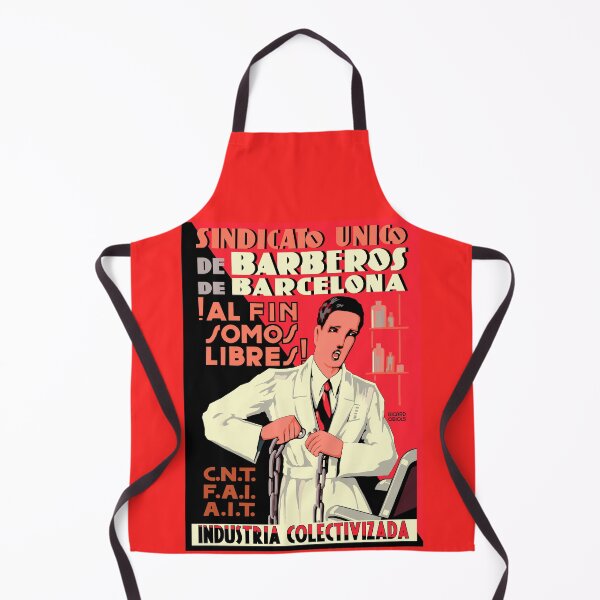 Artikelvorschau, Plakat zur spanischen Revolution - Barbiergewerkschaft von Barcelona entworfen und verkauft von Radical Poster Collective.