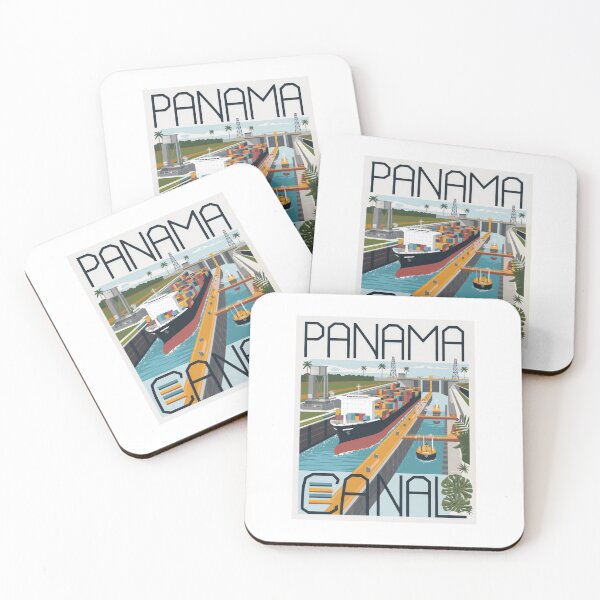 Item preview, Panama Canal Travel Poster Graphic – Modern Retro Vintage Shipping Print designed and sold by pod24.