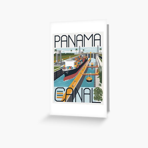 Vista previa del artículo con la obra «Póster gráfico de viaje del Canal de Panamá: impresión de envío retro vintage moderna», diseñado y vendido por pod24.