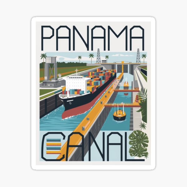Item preview, Panama Canal Travel Poster Graphic – Modern Retro Vintage Shipping Print designed and sold by pod24.