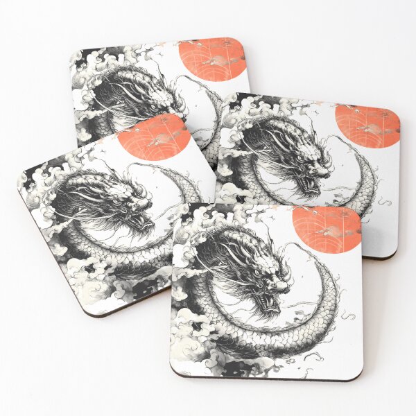 Item preview, Black Dragon Japanese Mythology with Bloody Moon designed and sold by InkDreamMotion.