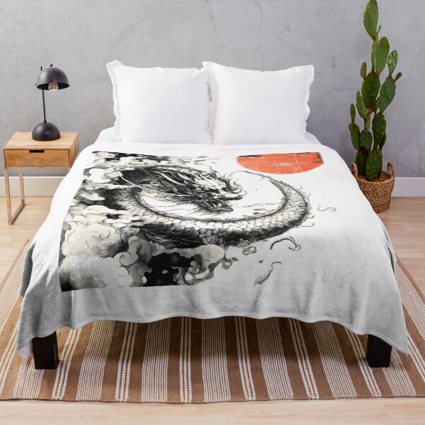 Item preview, Black Dragon Japanese Mythology with Bloody Moon designed and sold by InkDreamMotion.