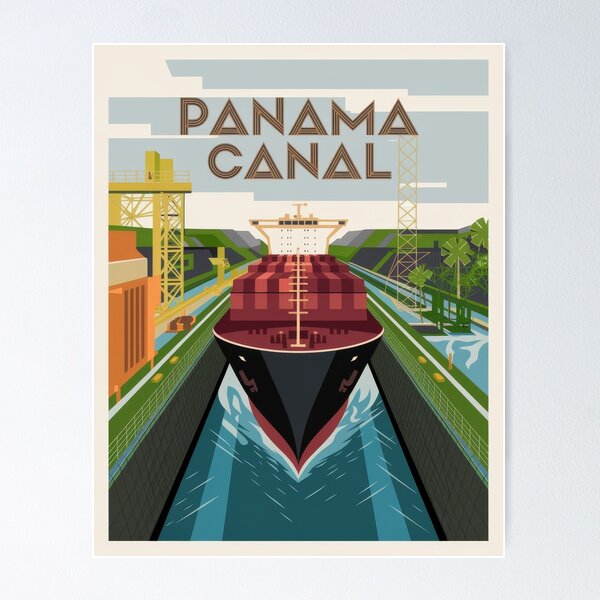 Item preview, Travel Poster Panama Canal Art Deco Poster – Maritime Graphic in Vintage Retro Style designed and sold by pod24.
