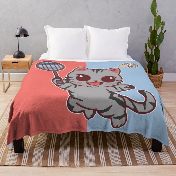 Item preview, Badminton Fan with Adorable Tabby Gray Cat designed and sold by BGMeYou.
