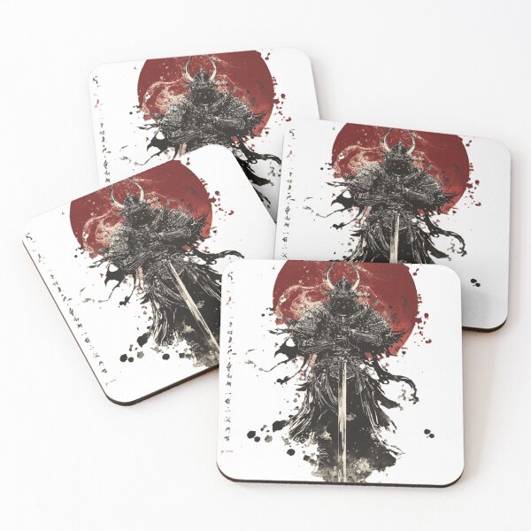 Item preview, Japanese samurai against the background of a red moon designed and sold by InkDreamMotion.