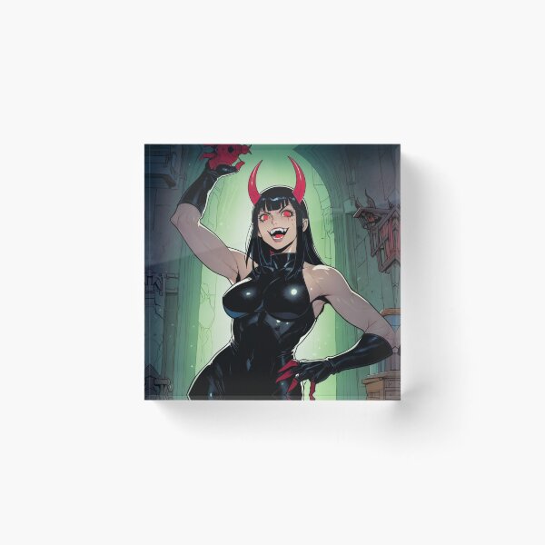 Item preview,  Scary but Cute Anime Manga Demon Girl retro Animation illustration art designed and sold by Vintage Designs +.