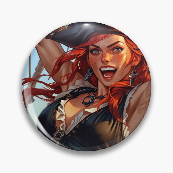 Item preview, Red Head Pirate Queen Anne Bonney vintage Anime Manga Illustration designed and sold by Vintage Designs +.