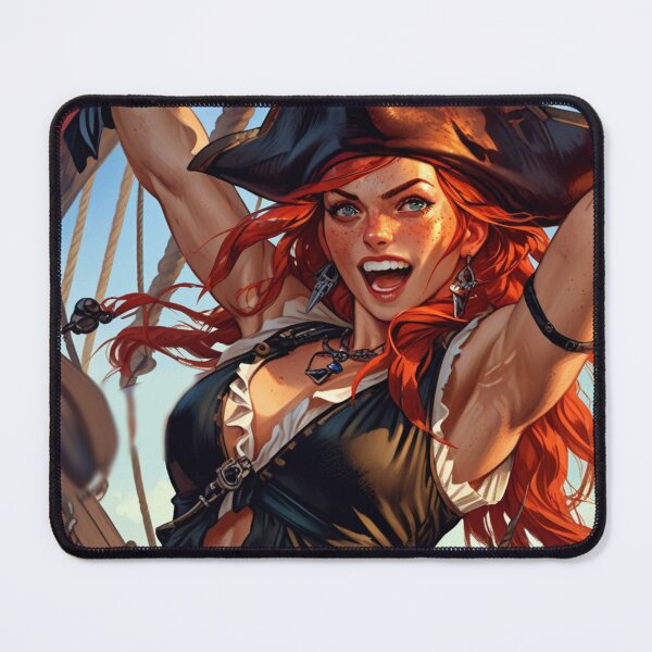 Item preview, Red Head Pirate Queen Anne Bonney vintage Anime Manga Illustration designed and sold by Vintage Designs +.