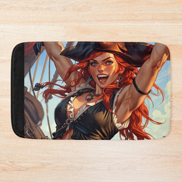 Item preview, Red Head Pirate Queen Anne Bonney vintage Anime Manga Illustration designed and sold by Vintage Designs +.