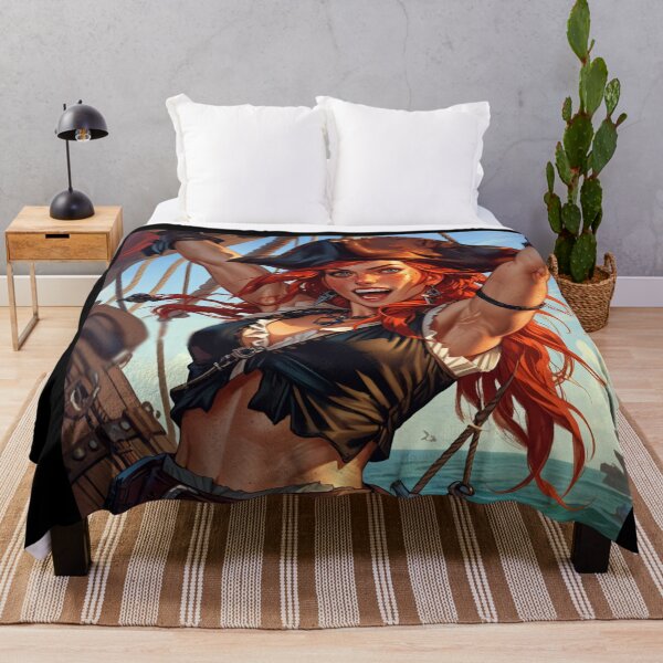 Item preview, Red Head Pirate Queen Anne Bonney vintage Anime Manga Illustration designed and sold by Vintage Designs +.
