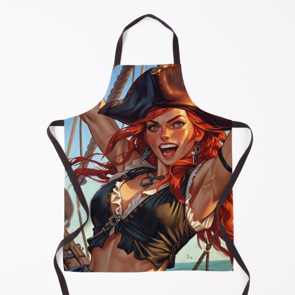 Item preview, Red Head Pirate Queen Anne Bonney vintage Anime Manga Illustration designed and sold by Vintage Designs +.