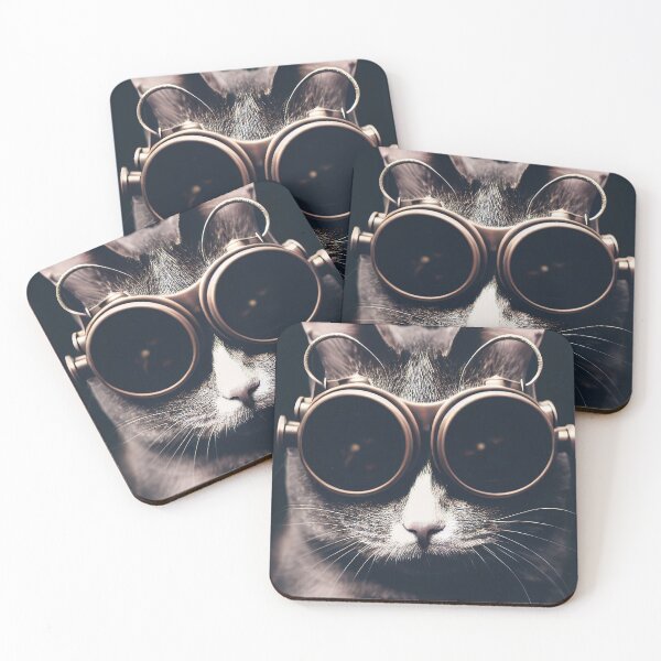 Item preview, The All-Knowing Steampunk Cat with Matching Goggles designed and sold by RK - Shop.