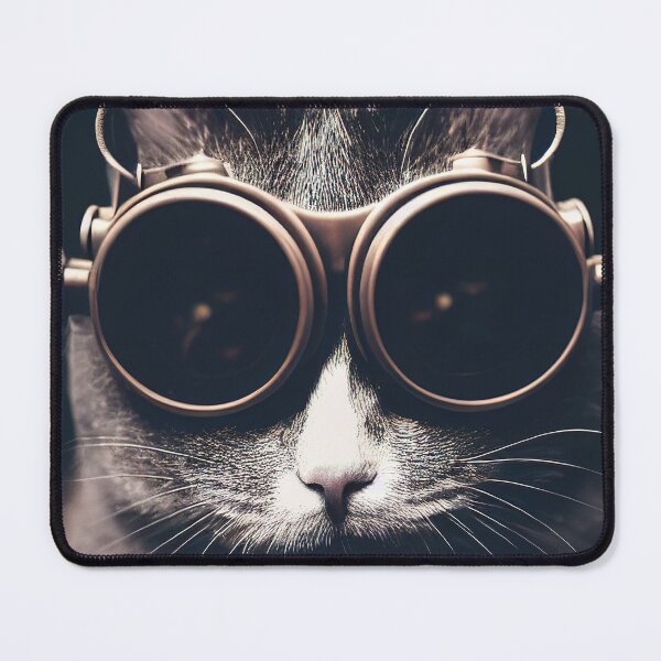 Item preview, The All-Knowing Steampunk Cat with Matching Goggles designed and sold by RK - Shop.