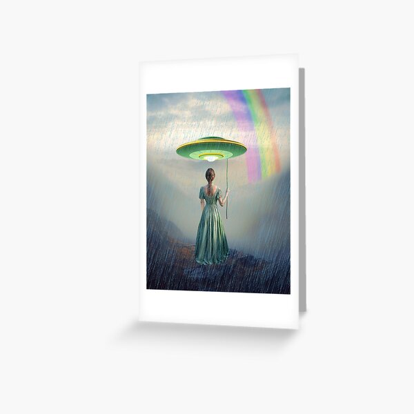 Item preview, Close Encounter at the End of the Rainbow – Surrealist UFO Sighting Tee designed and sold by CuddlyPorcupine.