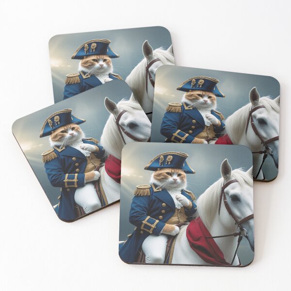 Item preview, Storms Rage as the Feline General Rides: A Heroic Cat on a Noble White Horse Leading a Grand Army designed and sold by All-Of-Art.