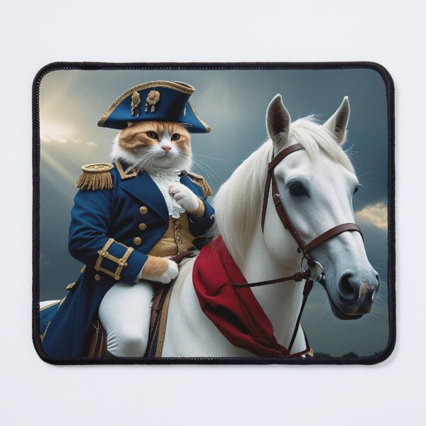 Item preview, Storms Rage as the Feline General Rides: A Heroic Cat on a Noble White Horse Leading a Grand Army designed and sold by All-Of-Art.