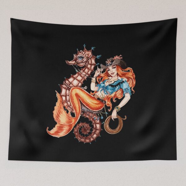 Item preview, Mermaid Riding Seahorse Vintage Retro Cowgirl Rodeo designed and sold by Dressed For  Duty.