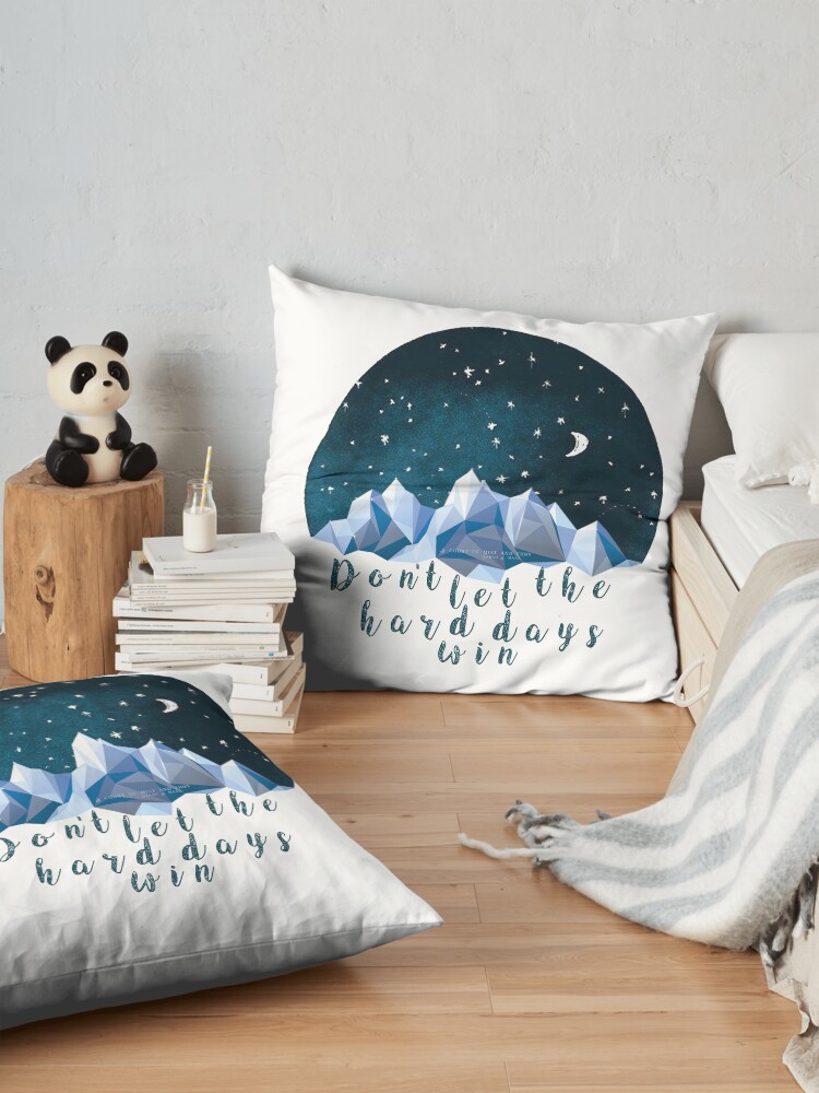 Alternate view of DON'T LET THE HARD DAYS WIN (geometric watercolor) Floor Pillow