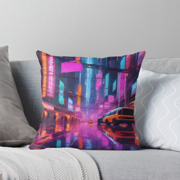 Item preview, Neon Rainy Nights | Futuristic Cyberpunk Cityscape Art designed and sold by Eman Abou Ghazy.