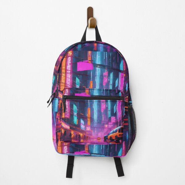 Item preview, Neon Rainy Nights | Futuristic Cyberpunk Cityscape Art designed and sold by Eman Abou Ghazy.