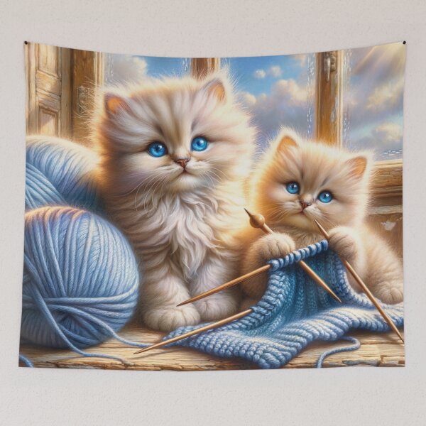 Item preview, Cute Knitting Cats designed and sold by m-y-A-I-A-R-T-.