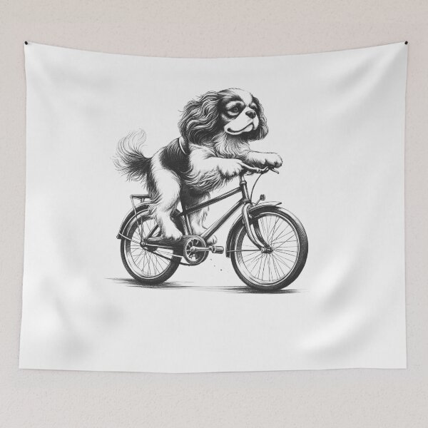 Item preview, Cavalier King Charles Spaniel Riding Bike designed and sold by Kimberley King Art  King Art.