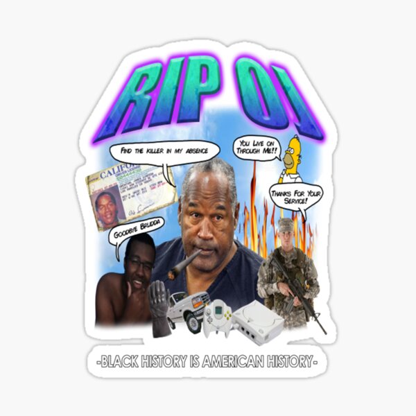 Vista previa del artículo con la obra «Descanse en paz, O.J. Simpson», diseñado y vendido por intelsolut.