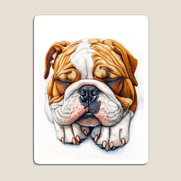 Artikelvorschau, Schlafende englische Bulldogge - Realistische Haustierkunst entworfen und verkauft von SteadyRolling.