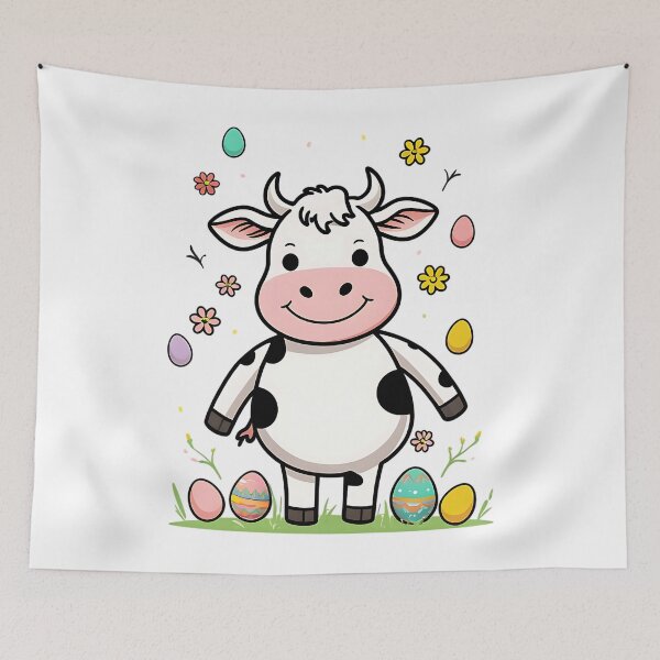Item preview, Happy Easter Cow With Easter Eggs designed and sold by DomTeesHaven.
